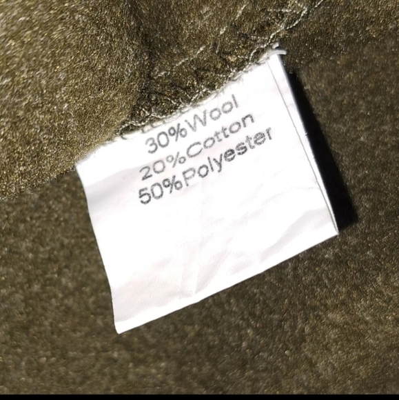 Olive Green Wool Blend Oversized Lace Up Hooded Tunic Size Small B32#Coats - Picture 5 of 8